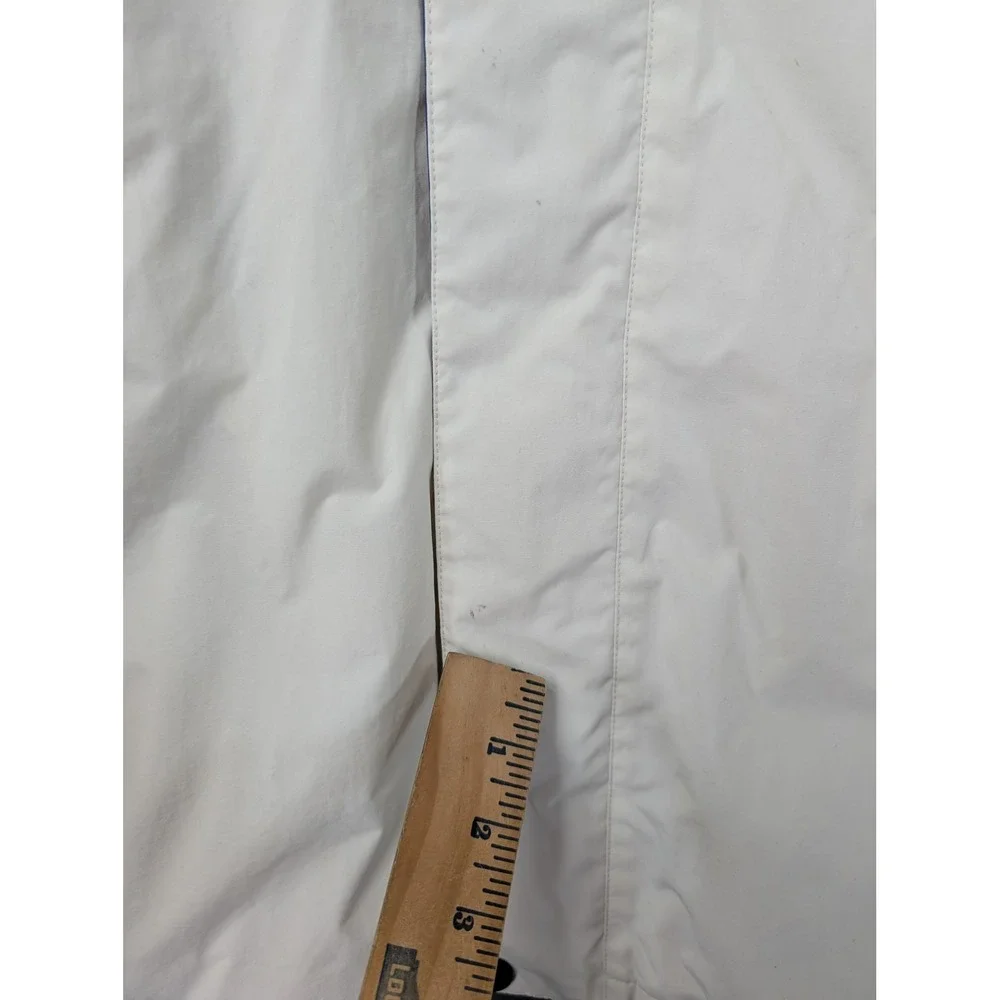 Nautica Mens Colorblock Windbreaker Jacket White Navy Blue Large Hidden Hood